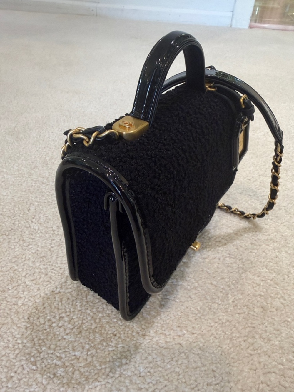 CHANEL School Memory Mini Top Handle Flap Quilted Tweed Bag - Picture 3 of 7